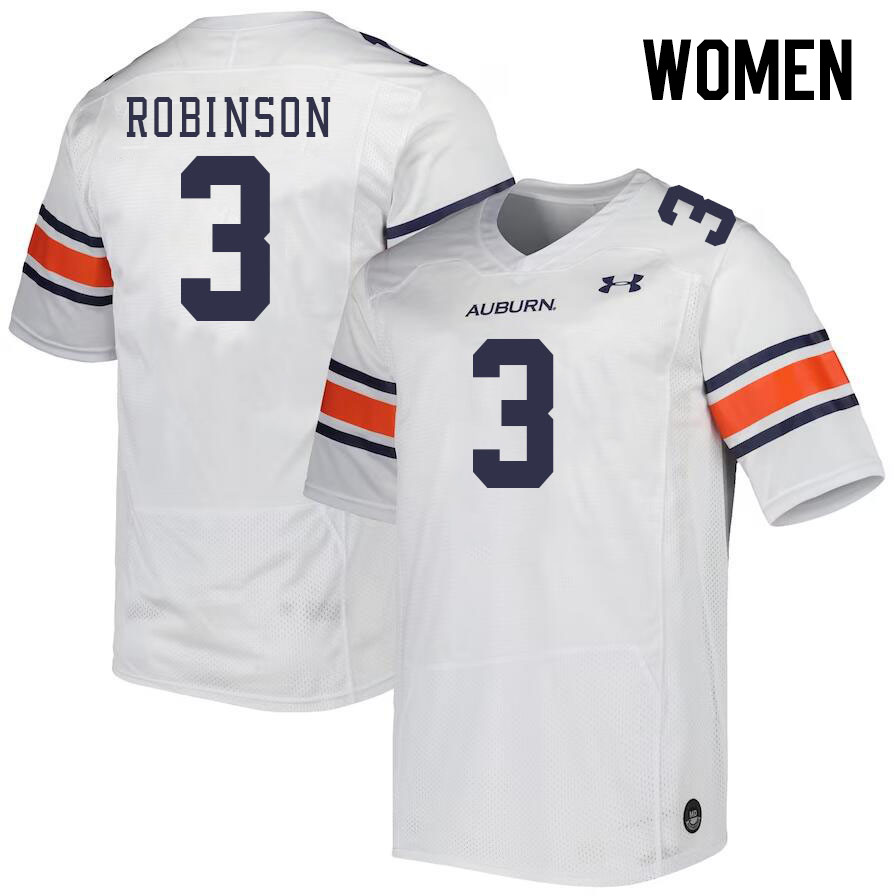 Women #3 Laquan Robinson Auburn Tigers College Football Jerseys Stitched-White